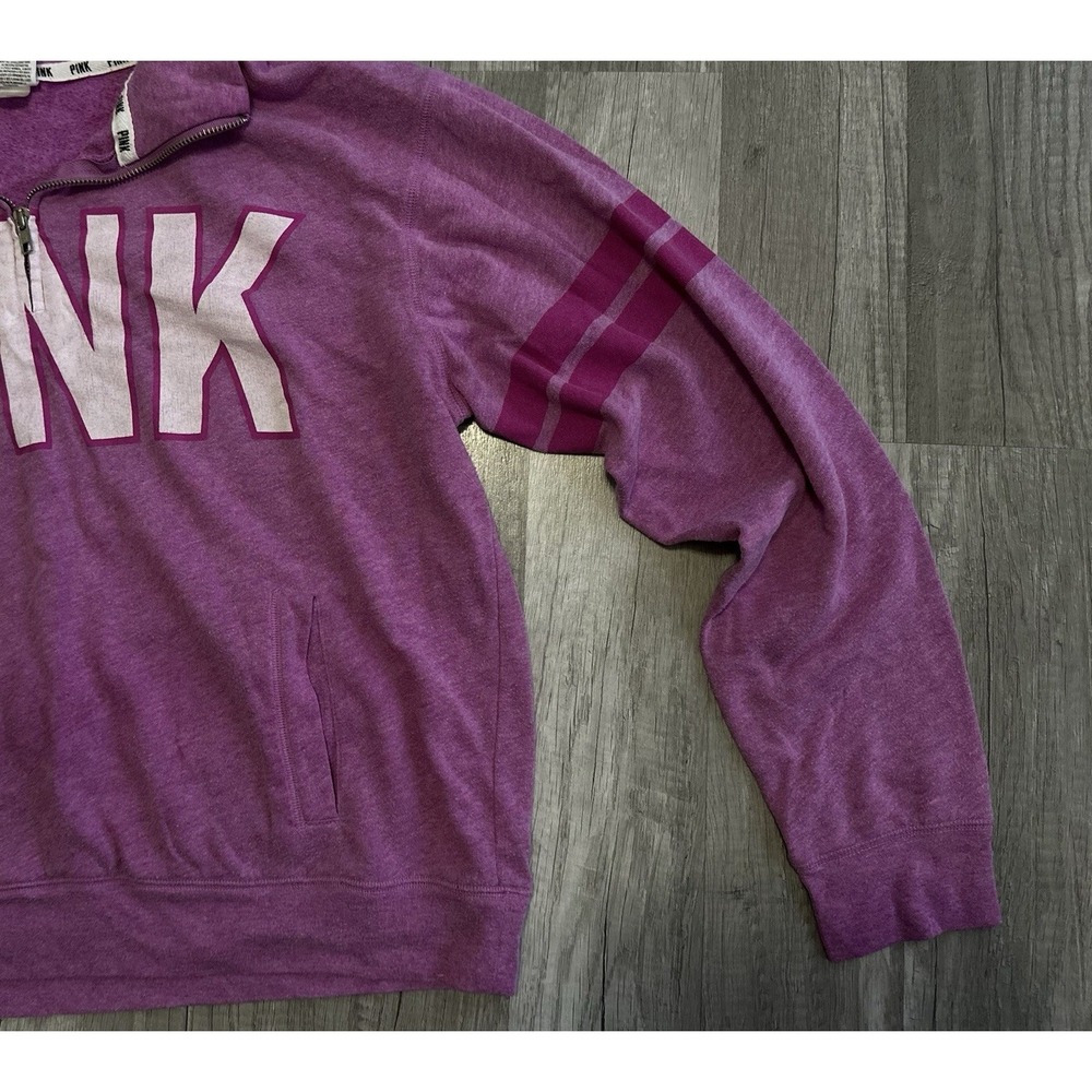 PINK Victoria's Secret Quarter Zip Pullover Sweatshirt Pink Women's Size Medium - Picture 9 of 14